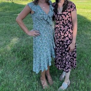 Max Studio Green Floral High Low Wrap Dress